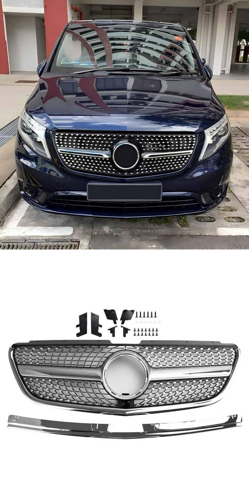 Mercedes VitoW447 2015-2019 GT Stlye Diamond mřížka předního nárazníku