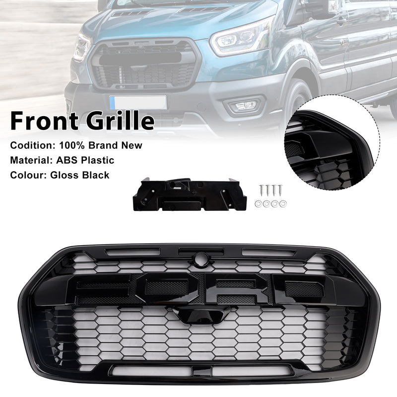 Kühlergrill für Ford Transit ab Baujahr 05.2019 Raptor Look Frontgitter Hochwertiger ABS-Kunststoff Glanzschwarz