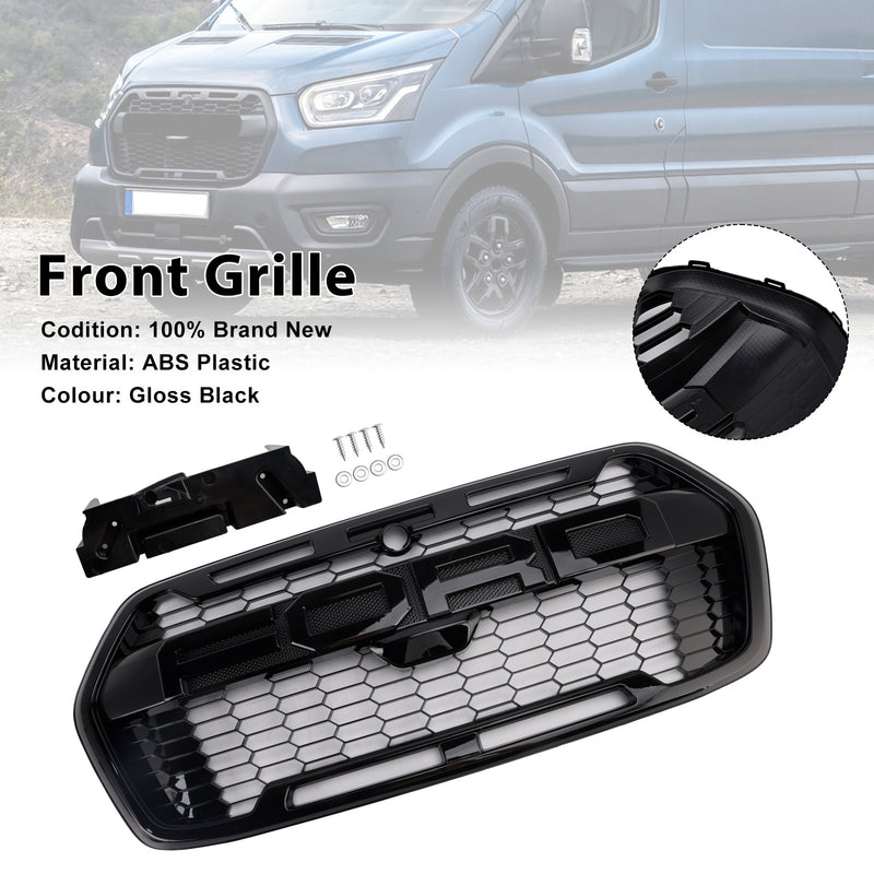 Kühlergrill für Ford Transit ab Baujahr 05.2019 Raptor Look Frontgitter Hochwertiger ABS-Kunststoff Glanzschwarz