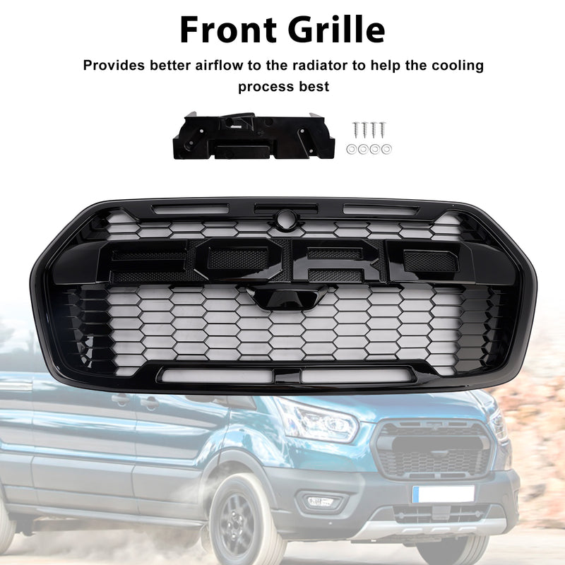 Kühlergrill für Ford Transit ab Baujahr 05.2019 Raptor Look Frontgitter Hochwertiger ABS-Kunststoff Glanzschwarz