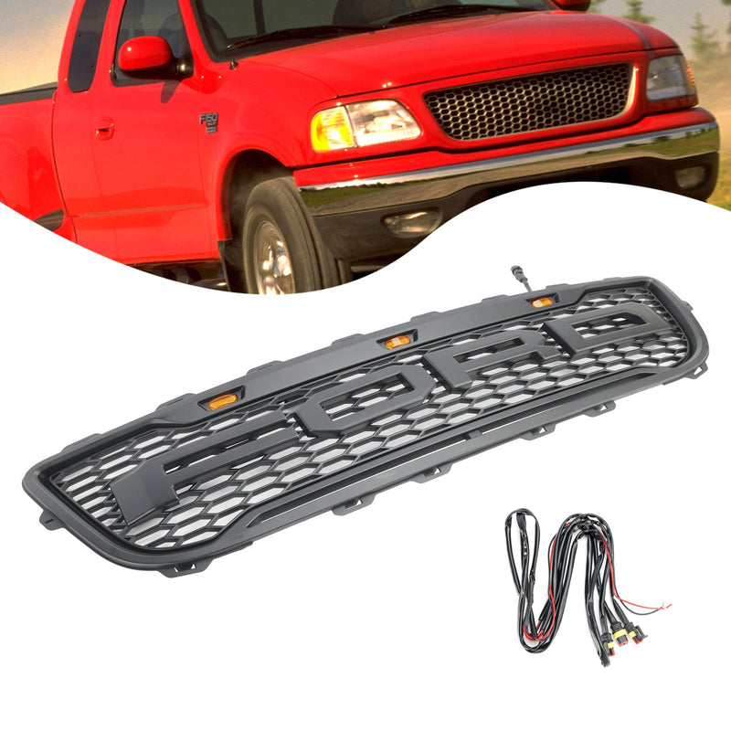 1999–2003 Ford F150 mit LED-Raptor-Stil, mattschwarz, Frontgrill mit Wabenstruktur