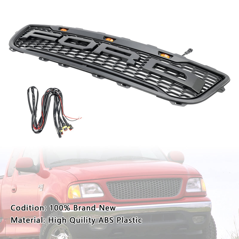 1999–2003 Ford F150 mit LED-Raptor-Stil, mattschwarz, Frontgrill mit Wabenstruktur