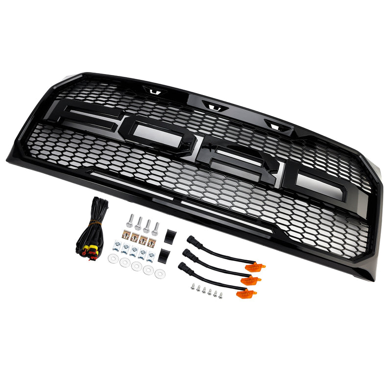 Frontstoßstangengrill im Raptor-Stil, glänzend schwarz, passend für Ford F150 2009-2014