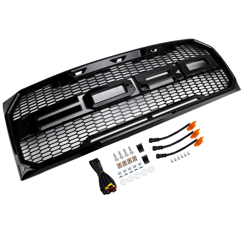 Frontstoßstangengrill im Raptor-Stil, glänzend schwarz, passend für Ford F150 2009-2014