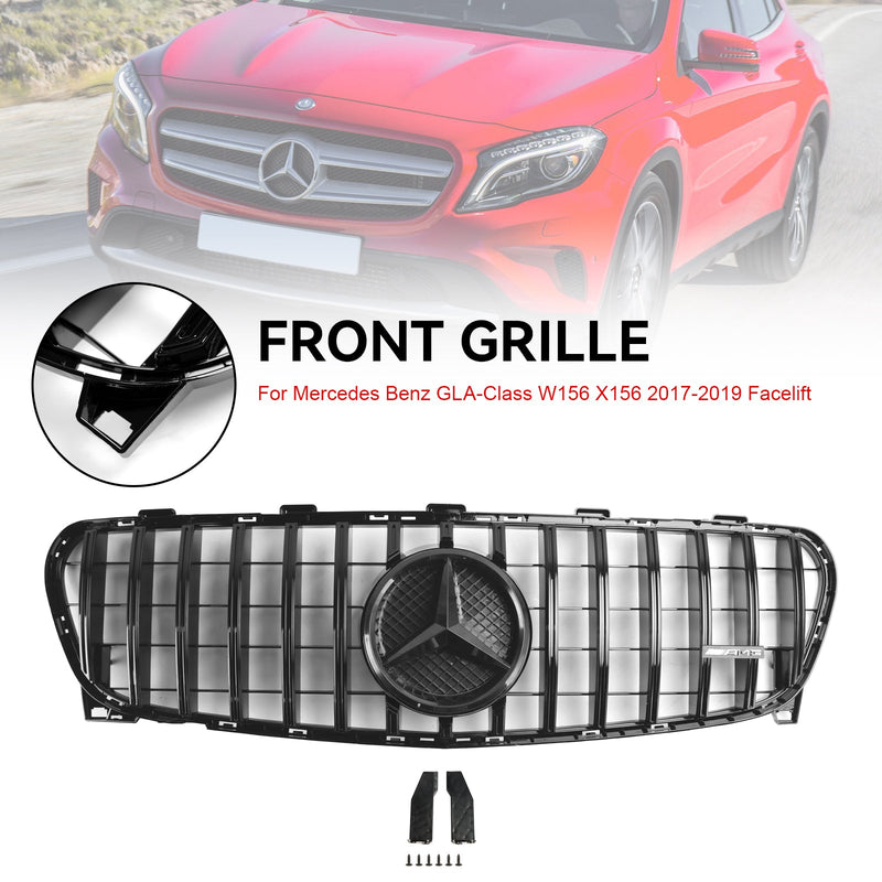 2017-2019 Mercedes Benz GLA W156 X156 frontgrill grill facelift svart