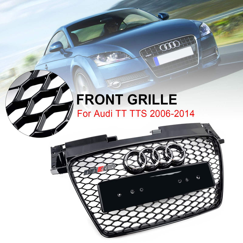 2006-2014 Audi TT TTS RS Style Przednia kratka o strukturze plastra miodu Grill w kolorze czarnym błyszczącym