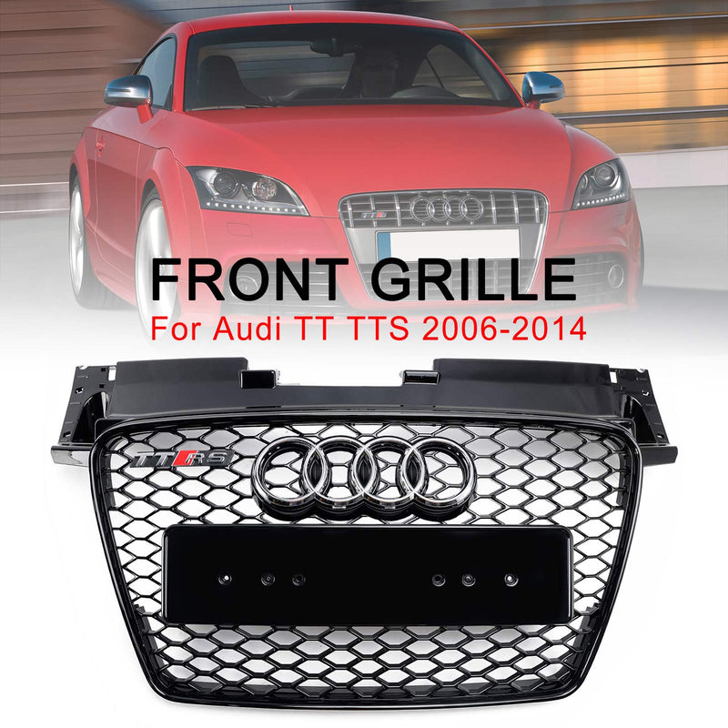 2006-2014 Audi TT TTS RS Style Przednia kratka o strukturze plastra miodu Grill w kolorze czarnym błyszczącym