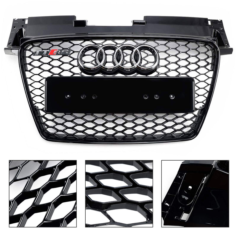 2006-2014 Audi TT TTS RS Style Front Honeycomb Grill Grill Gloss Black