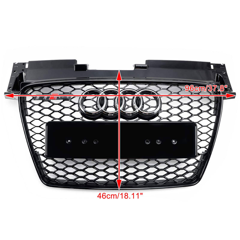 2006-2014 Audi TT TTS RS Style Przednia kratka o strukturze plastra miodu Grill w kolorze czarnym błyszczącym