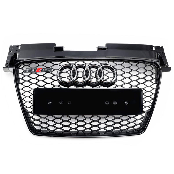 2006-2014 Audi TT TTS RS Style Przednia kratka o strukturze plastra miodu Grill w kolorze czarnym błyszczącym