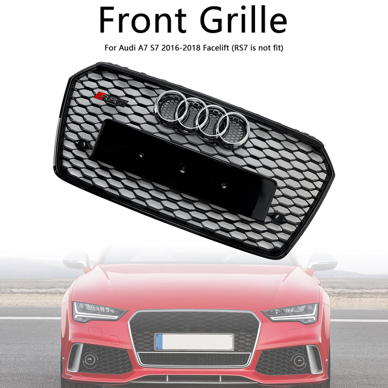 2016-2018 Audi A7 C7 S7 RS7 stil honeycomb frontstøtfangergitter svart