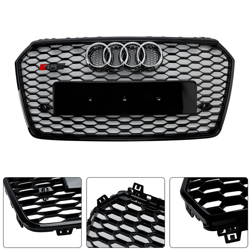 2016–2018 Audi A7 C7 S7 RS7 Stil Waben Kühlergrill für Frontstoßstange, Schwarz