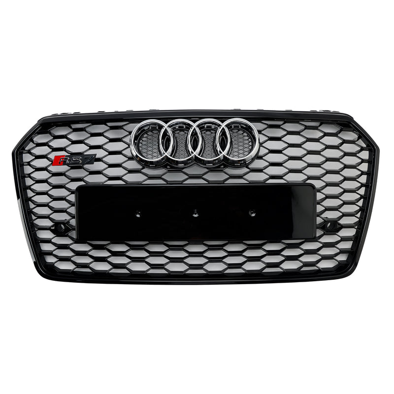 2016–2018 Audi A7 C7 S7 RS7 Stil Waben Kühlergrill für Frontstoßstange, Schwarz