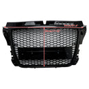 RS3 Style Frontgrill für Audi A3 8P 2008 2009 2010 2011 2012 2013 - Wabengitter schwarz glänzend