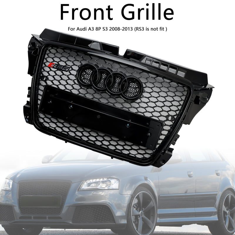 Svart glansig kylargaller bikakegaller för Audi A3 8P 2008-2013 Facelift RS3