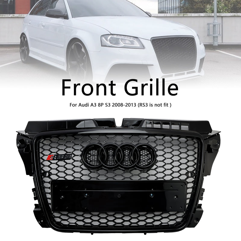 Svart glansig kylargaller bikakegaller för Audi A3 8P 2008-2013 Facelift RS3