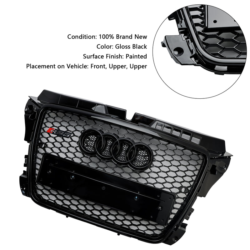 Svart glansig kylargaller bikakegaller för Audi A3 8P 2008-2013 Facelift RS3