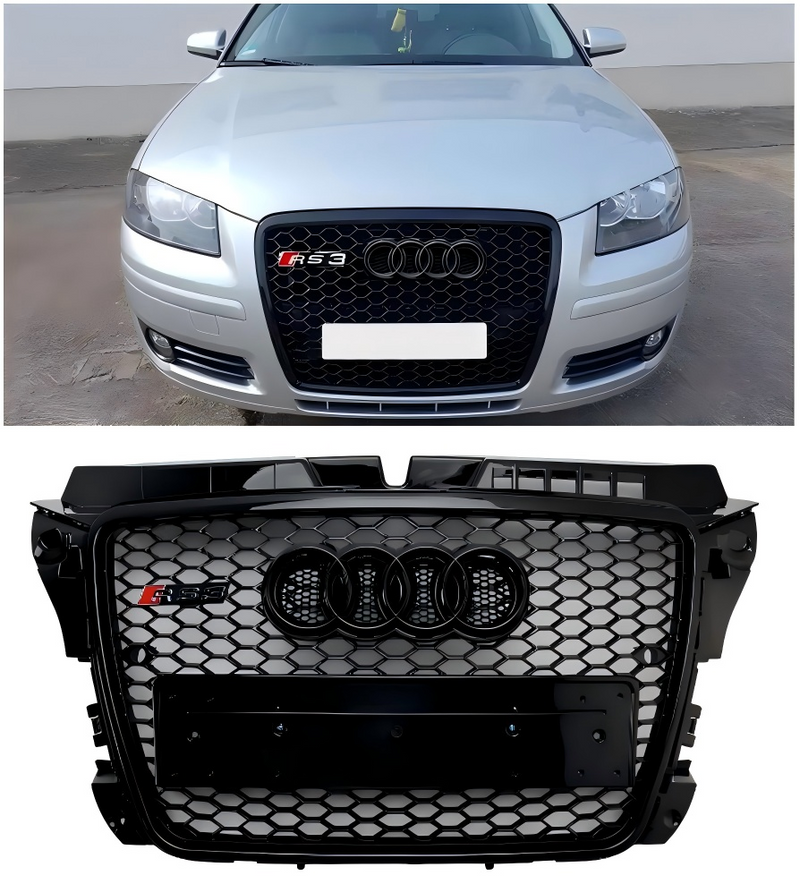 Svart glans radiatorgitter Honeycomb Grill for Audi A3 8P 2008-2013 Facelift RS3
