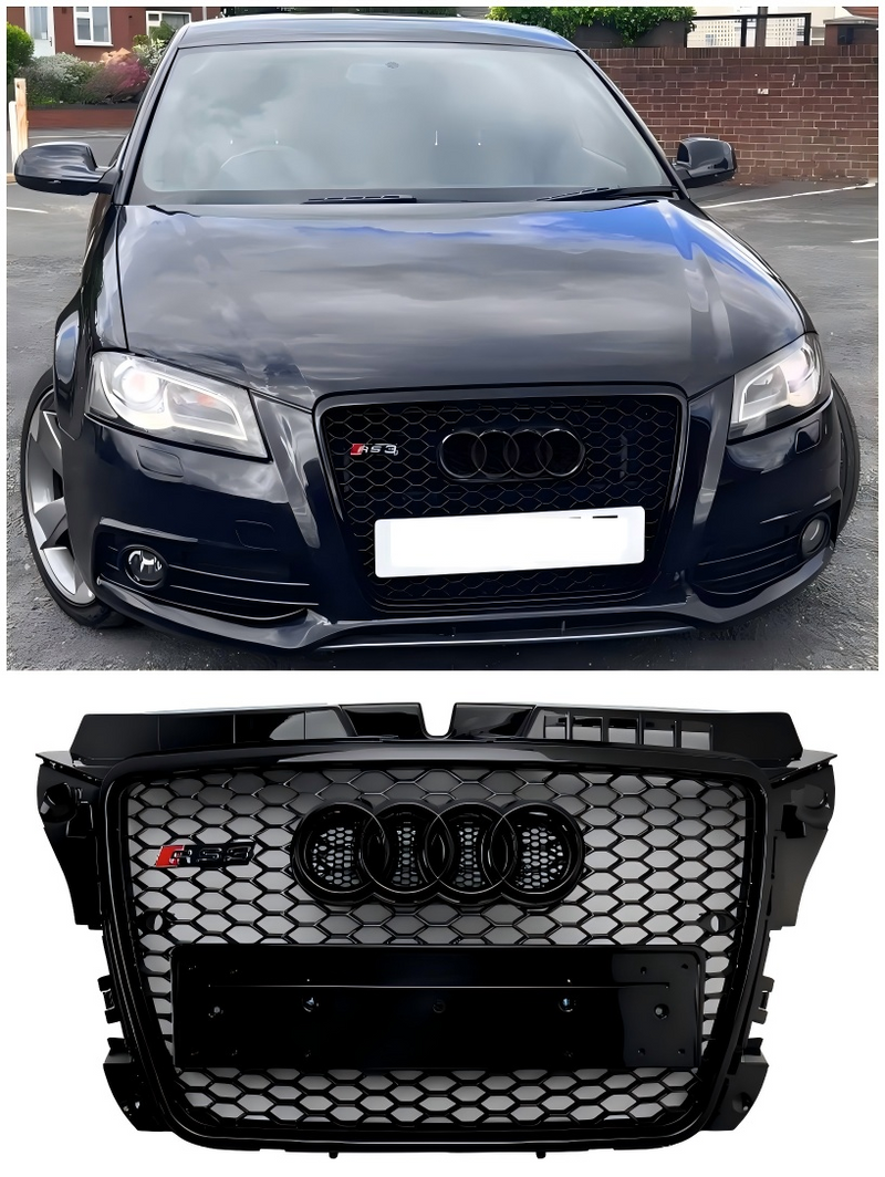 Svart glans radiatorgitter Honeycomb Grill for Audi A3 8P 2008-2013 Facelift RS3