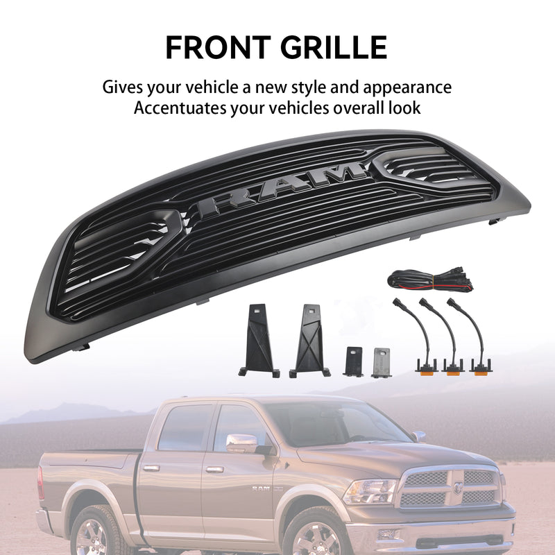 2009-2012 Dodge Ram 1500 Matt Schwarz Frontstoßstangengrill mit LED-Beleuchtung Direkteinstellung