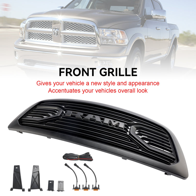 2009-2012 Dodge Ram 1500 Matt Schwarz Frontstoßstangengrill mit LED-Beleuchtung Direkteinstellung