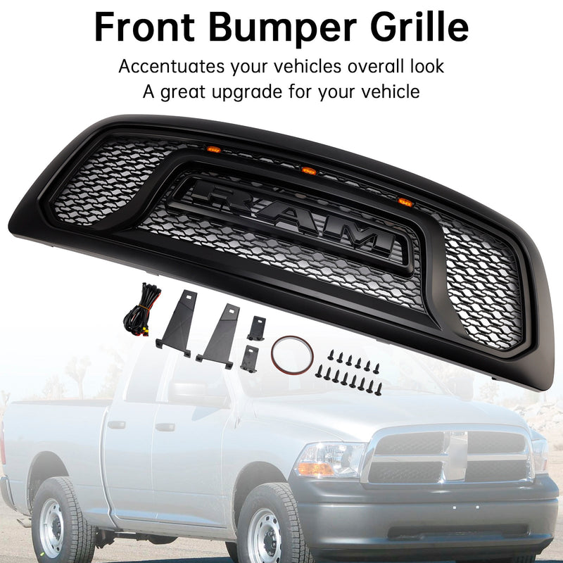 2009-2012 Dodge Ram 1500 mit LED-Beleuchtung, schwarzer Frontstoßstangengrill