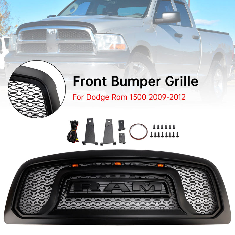 2009-2012 Dodge Ram 1500 mit LED-Beleuchtung, schwarzer Frontstoßstangengrill