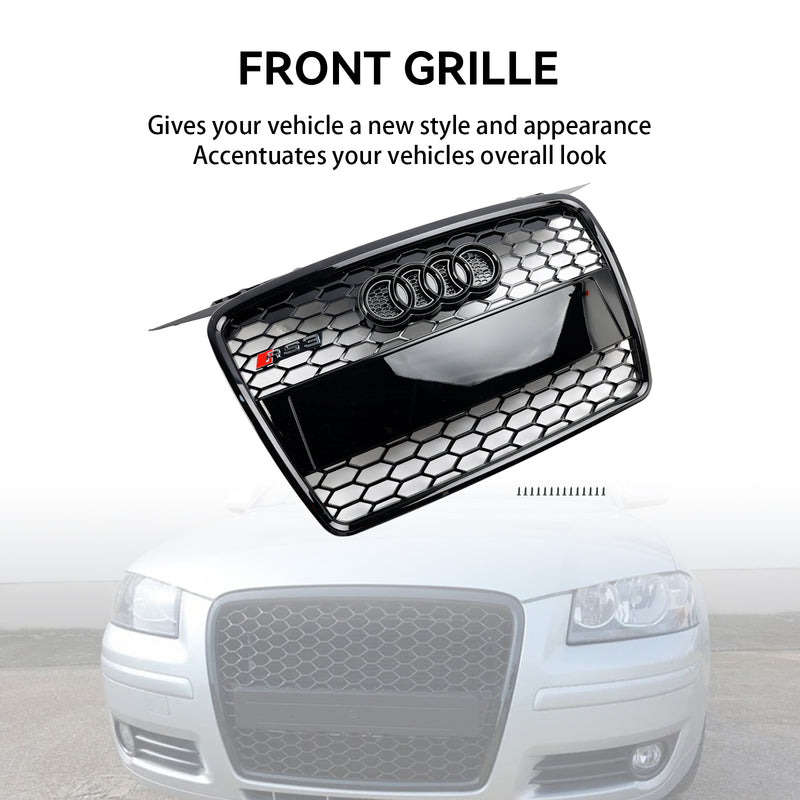 Kühlergrill Wabengrill Front Tuning Grill Emblemhalter Für Audi A3 8P 2004-2008