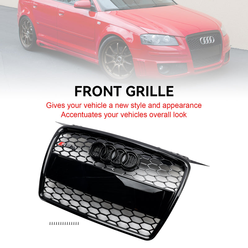 Kühlergrill Wabengrill Front Tuning Grill Emblemhalter Für Audi A3 8P 2004-2008