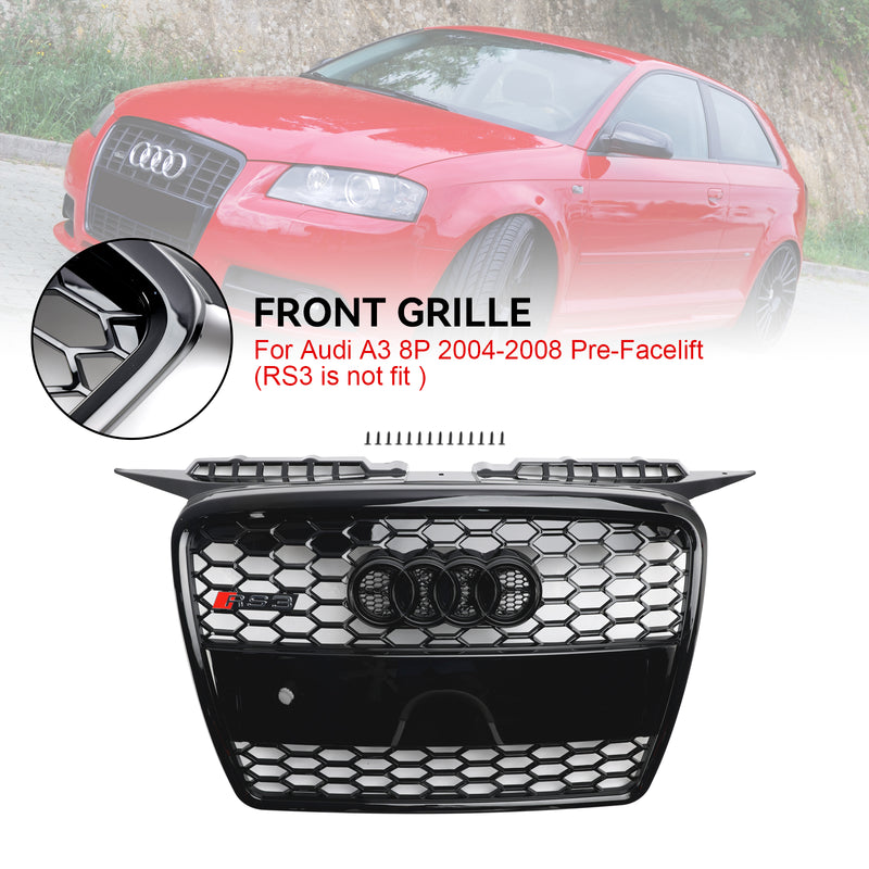 Kühlergrill Wabengrill Front Tuning Grill Emblemhalter Für Audi A3 8P 2004-2008