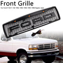 1992-1996 Ford F150 LED-mat, Matt Black Front Grilli, jossa on hunajakennon rakenne