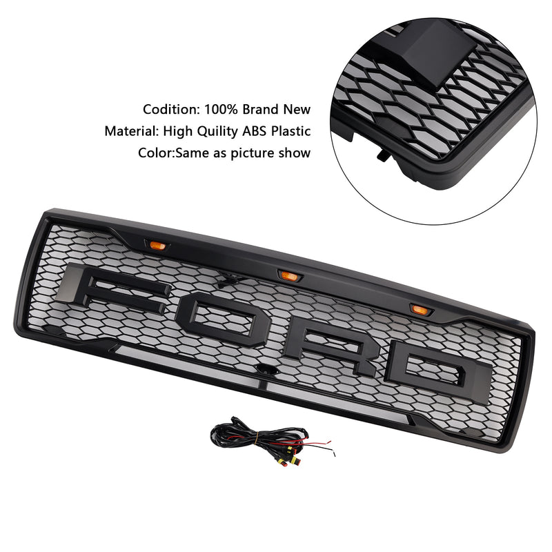 1992-1996 Ford F150 LED-mat, Matt Black Front Grilli, jossa on hunajakennon rakenne