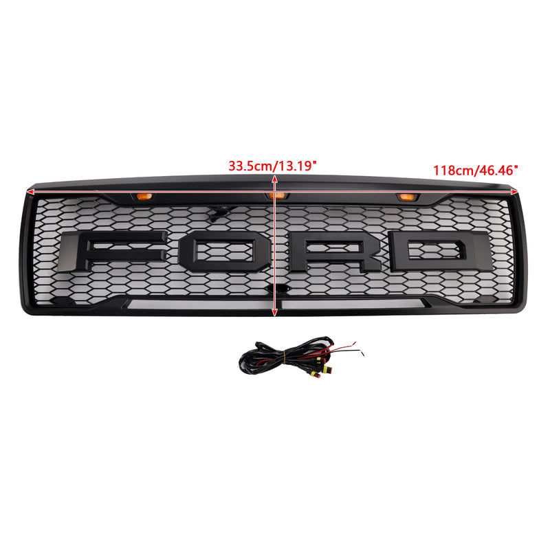 1992-1996 Ford F150 LED-mat, Matt Black Front Grilli, jossa on hunajakennon rakenne