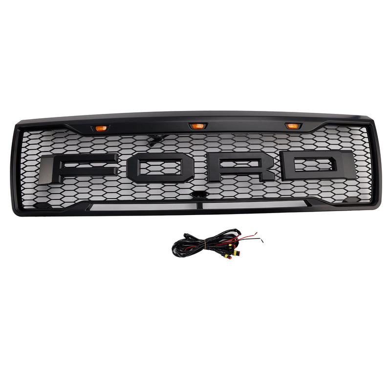 1992-1996 Ford F150 LED-mat, Matt Black Front Grilli, jossa on hunajakennon rakenne