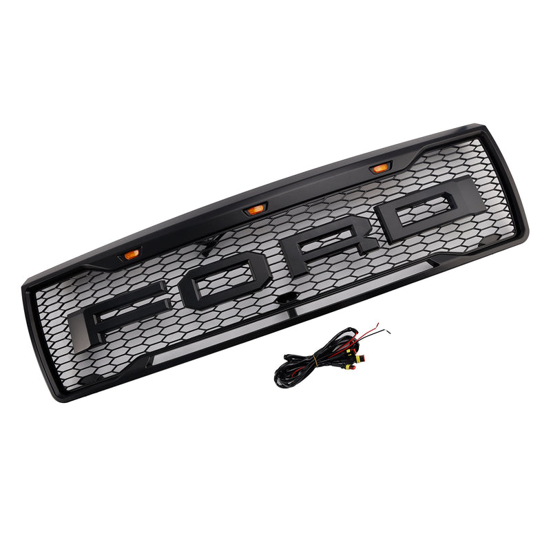 1992-1996 Ford F150 LED-mat, Matt Black Front Grilli, jossa on hunajakennon rakenne