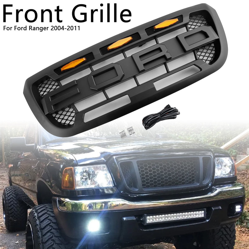 2004-2011 Ford Ranger mit LED-Licht Mattschwarz Frontstoßstangengrill