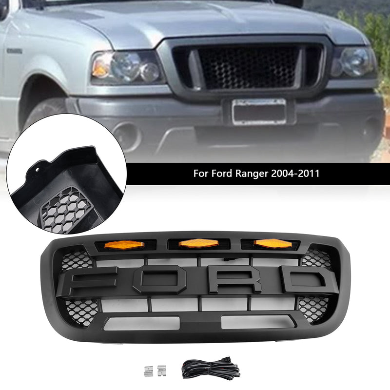2004-2011 Ford Ranger mit LED-Licht Mattschwarz Frontstoßstangengrill
