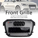 Grill de favo de mel preto brilhante para Audi A1/S1 (2010-2014)-hastes de base da frente compatíveis