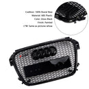 Grill de favo de mel preto brilhante para Audi A1/S1 (2010-2014)-hastes de base da frente compatíveis
