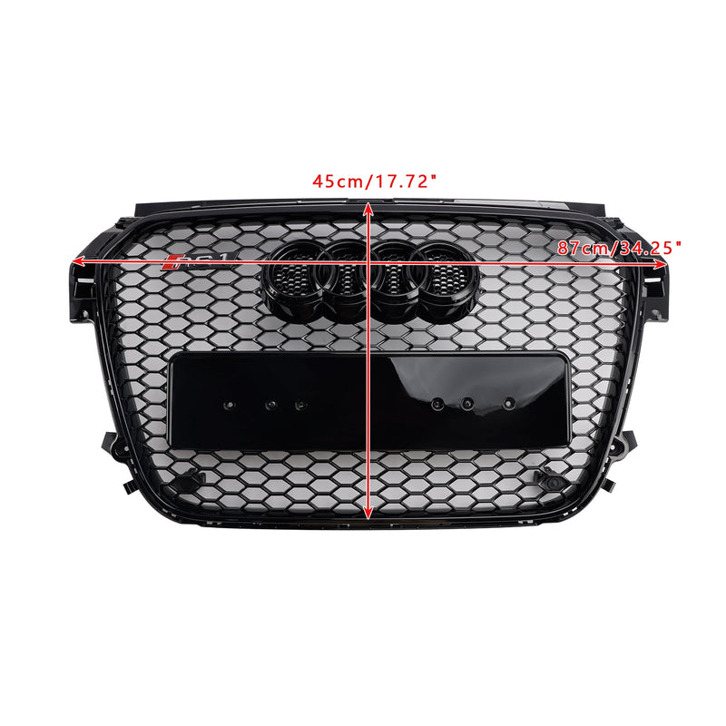 Grill de favo de mel preto brilhante para Audi A1/S1 (2010-2014)-hastes de base da frente compatíveis