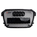 Grill de favo de mel preto brilhante para Audi A1/S1 (2010-2014)-hastes de base da frente compatíveis