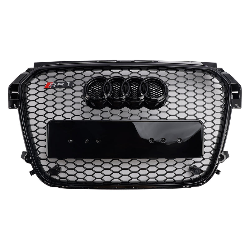 Grill de favo de mel preto brilhante para Audi A1/S1 (2010-2014)-hastes de base da frente compatíveis