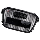 Grill de favo de mel preto brilhante para Audi A1/S1 (2010-2014)-hastes de base da frente compatíveis