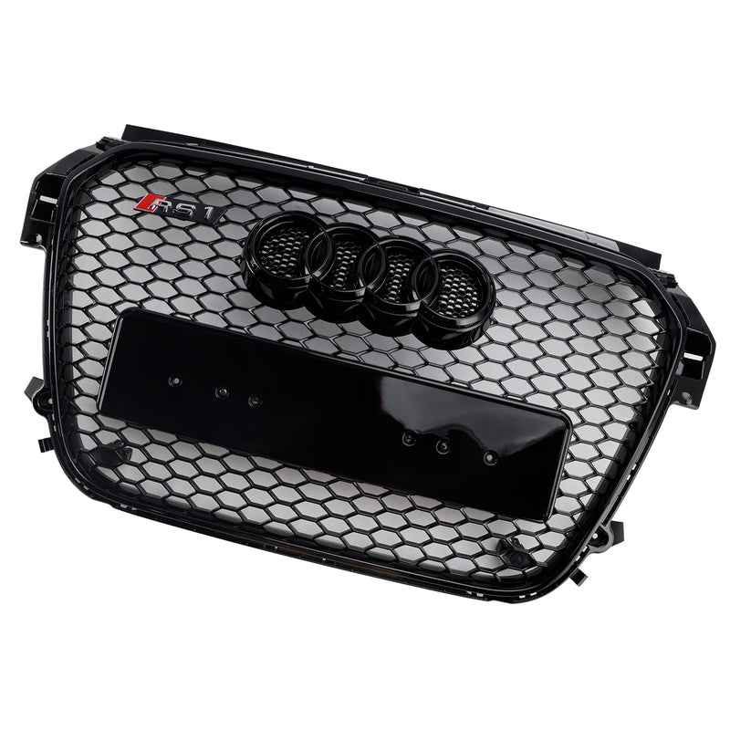 Grill de favo de mel preto brilhante para Audi A1/S1 (2010-2014)-hastes de base da frente compatíveis
