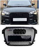 Glanset-svart gulvpinne Honeycomb Grill for Audi A1 S1 2010-2014