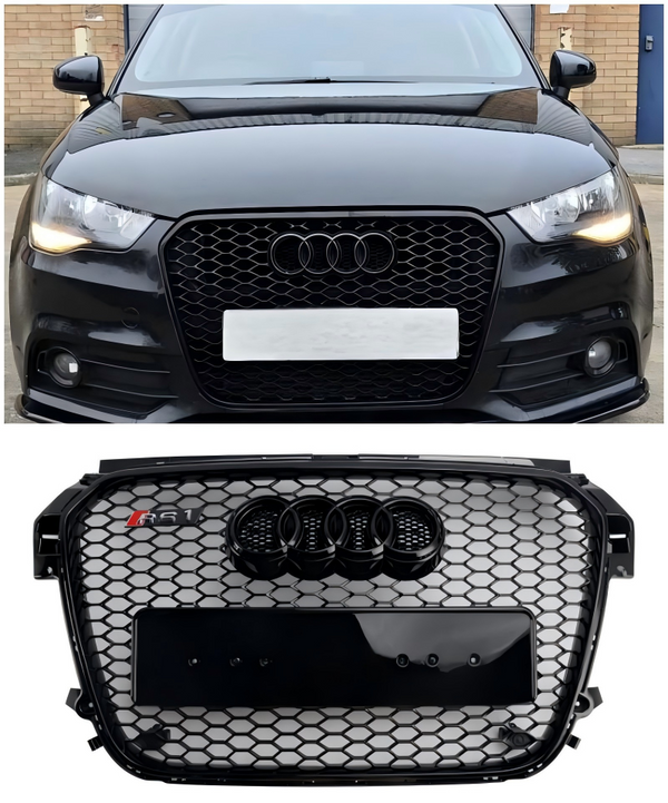 Lesklá černá čepková hostnavanost honeycomb grill pro Audi A1 S1 2010-2014