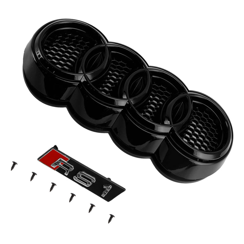 Grill de favo de mel preto brilhante para Audi A1/S1 (2010-2014)-hastes de base da frente compatíveis