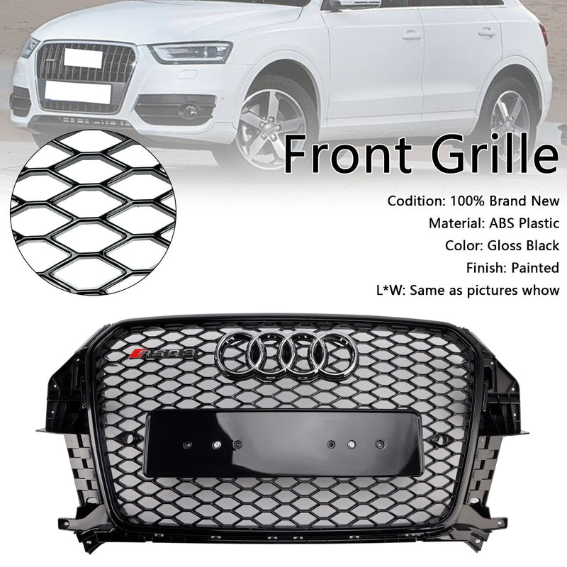 2011–2015 Audi Q3 S-Line RSQ3 Style Frontgrill mit Wabengitter, Schwarz glänzend