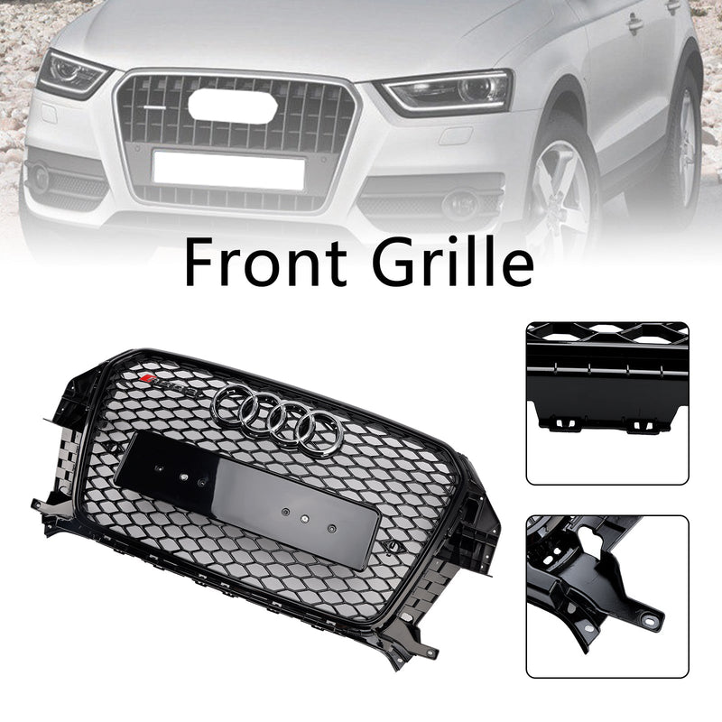 2011–2015 Audi Q3 S-Line RSQ3 Style Frontgrill mit Wabengitter, Schwarz glänzend