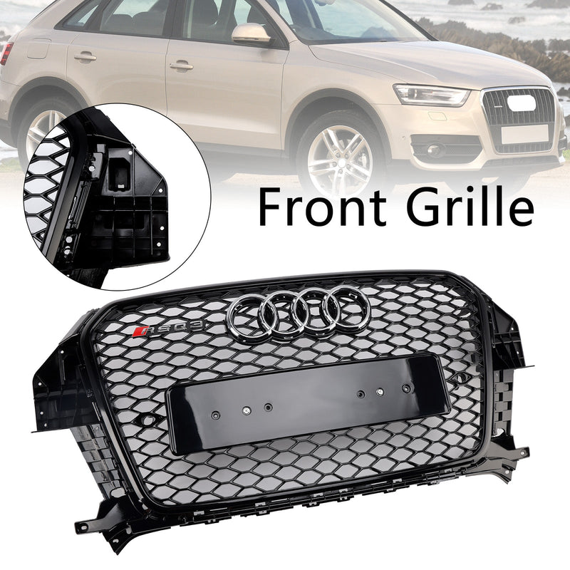 2011–2015 Audi Q3 S-Line RSQ3 Style Frontgrill mit Wabengitter, Schwarz glänzend